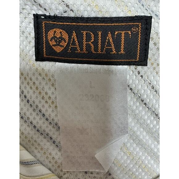 Ariat Men's Cream Blue Yellow Striped Long Sleeve Button Up Shirt - Size L - Picture 5 of 5